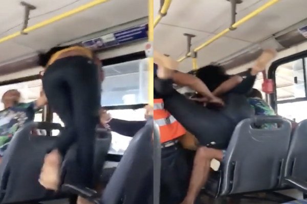 Deux filles se battent dans un bus