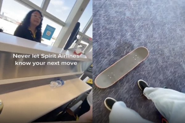 Un skateur craque dans un aéroport
